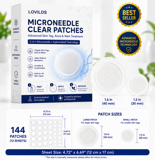 2-in-1 Microneedle & Hydrocolloid Patch🍀| Removes Raised Moles, Acne, Flat Warts & Skin Tags | Helps Improve Wrinkles, Scars & Blemishes | Invisible Patches for Face & Body